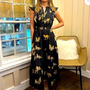 THML Flutter Sleeve Cheetah Print Dress